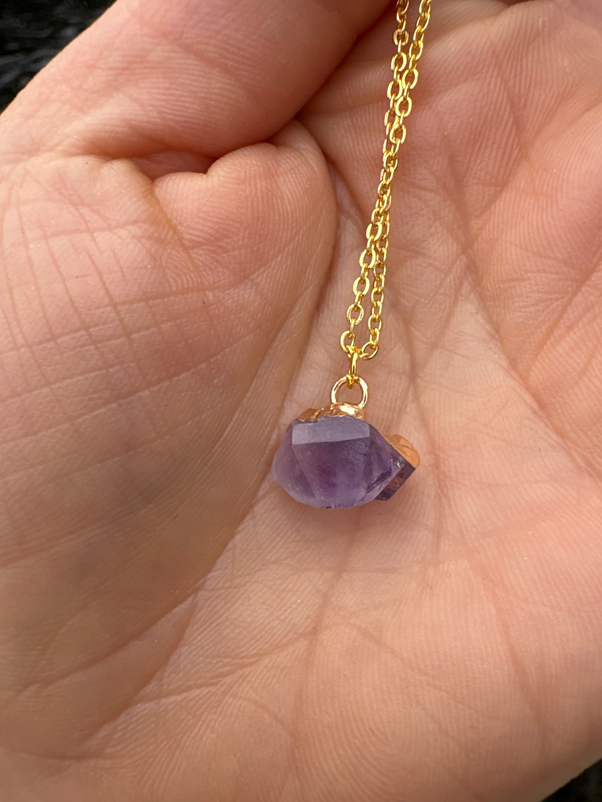 Raw Gold Plated Crystal Necklace