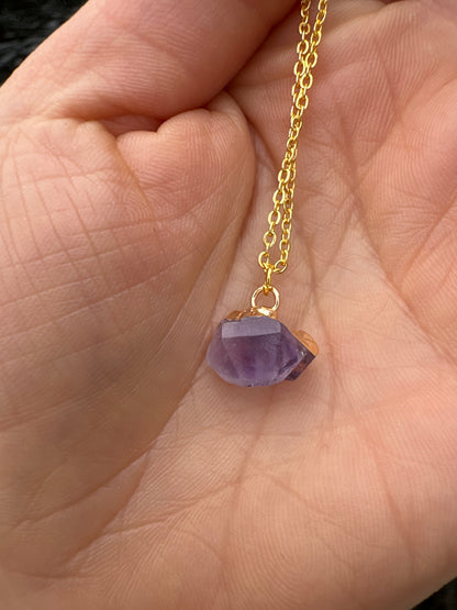Raw Gold Plated Crystal Necklace
