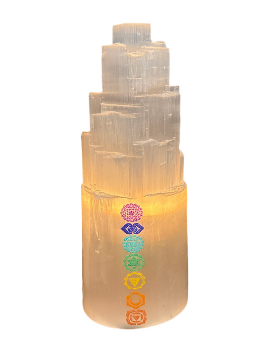Selenite Chakra Lamp 8” Lamp