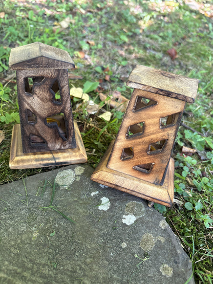 Wooden Lighthouse Incense Cone Burner 4” – Decorative Incense Holder