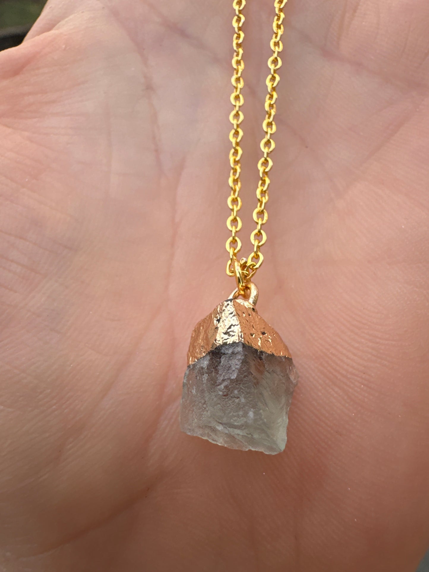 Raw Gold Plated Crystal Necklace