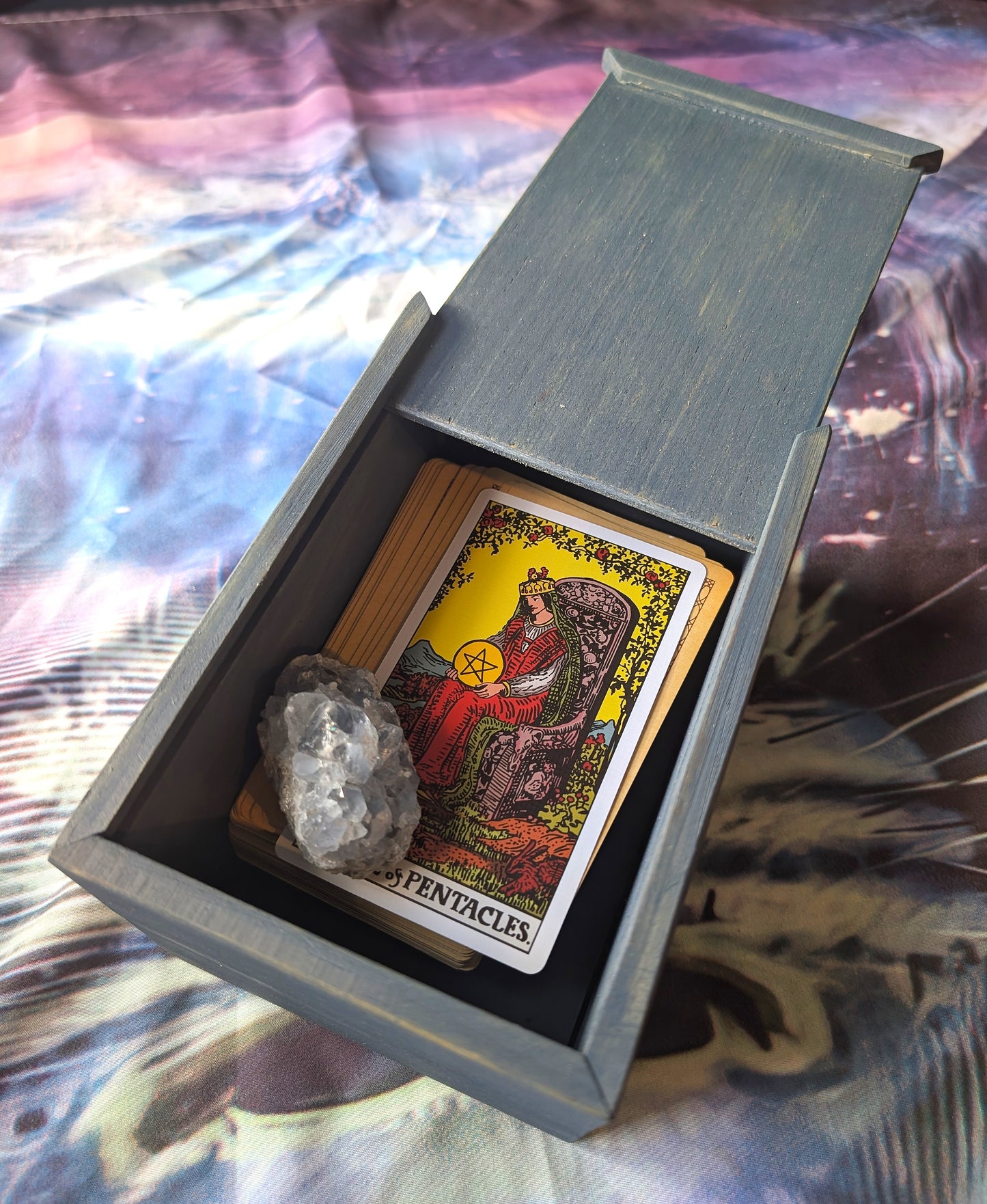 Tarot Raider Handcrafted Tarot & Oracle Card Box – Blue Finish (Small) Solid