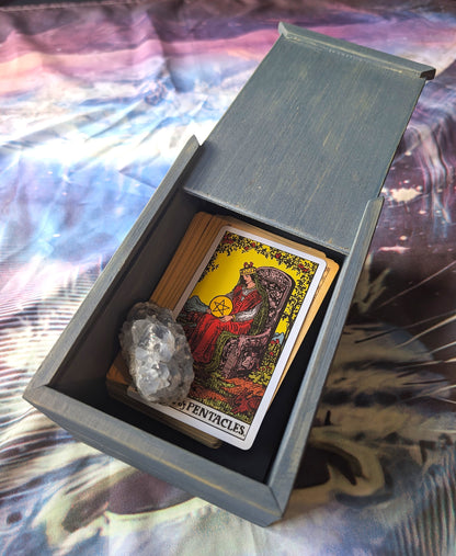 Tarot Raider Handcrafted Tarot & Oracle Card Box – Blue Finish (Small) Solid