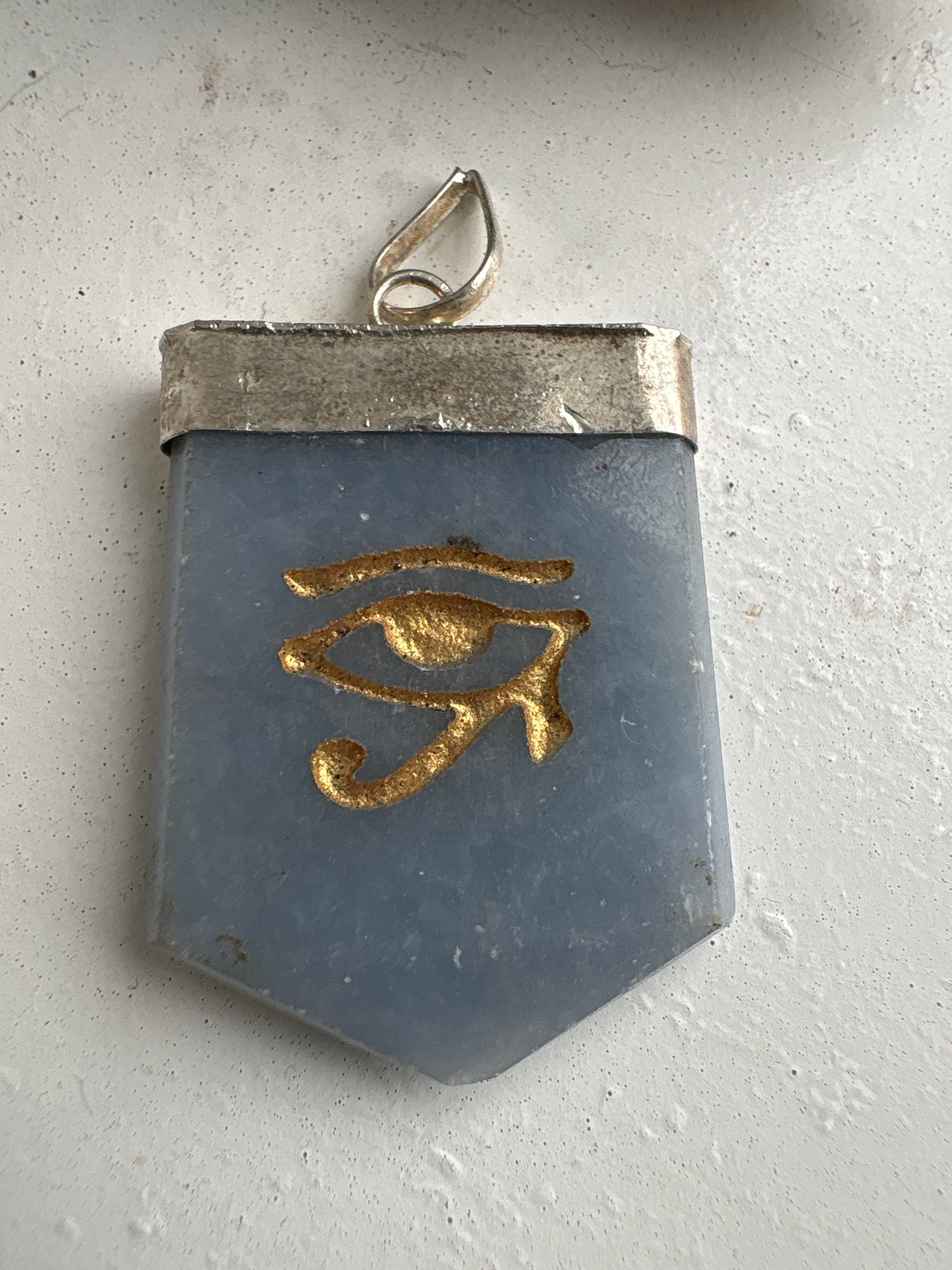 Crystal Eye of Horus Symbol Engraved Pendant Necklace