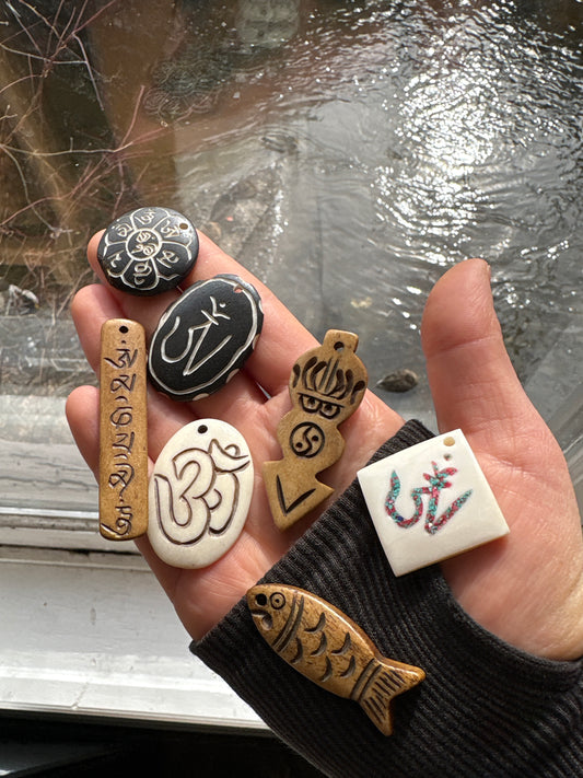 Tibetan Bone Bead Pendant