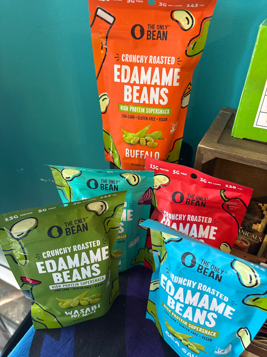 The Only Bean Crunchy Roasted Edamame Bean snacks -4oz. Assorted flavors