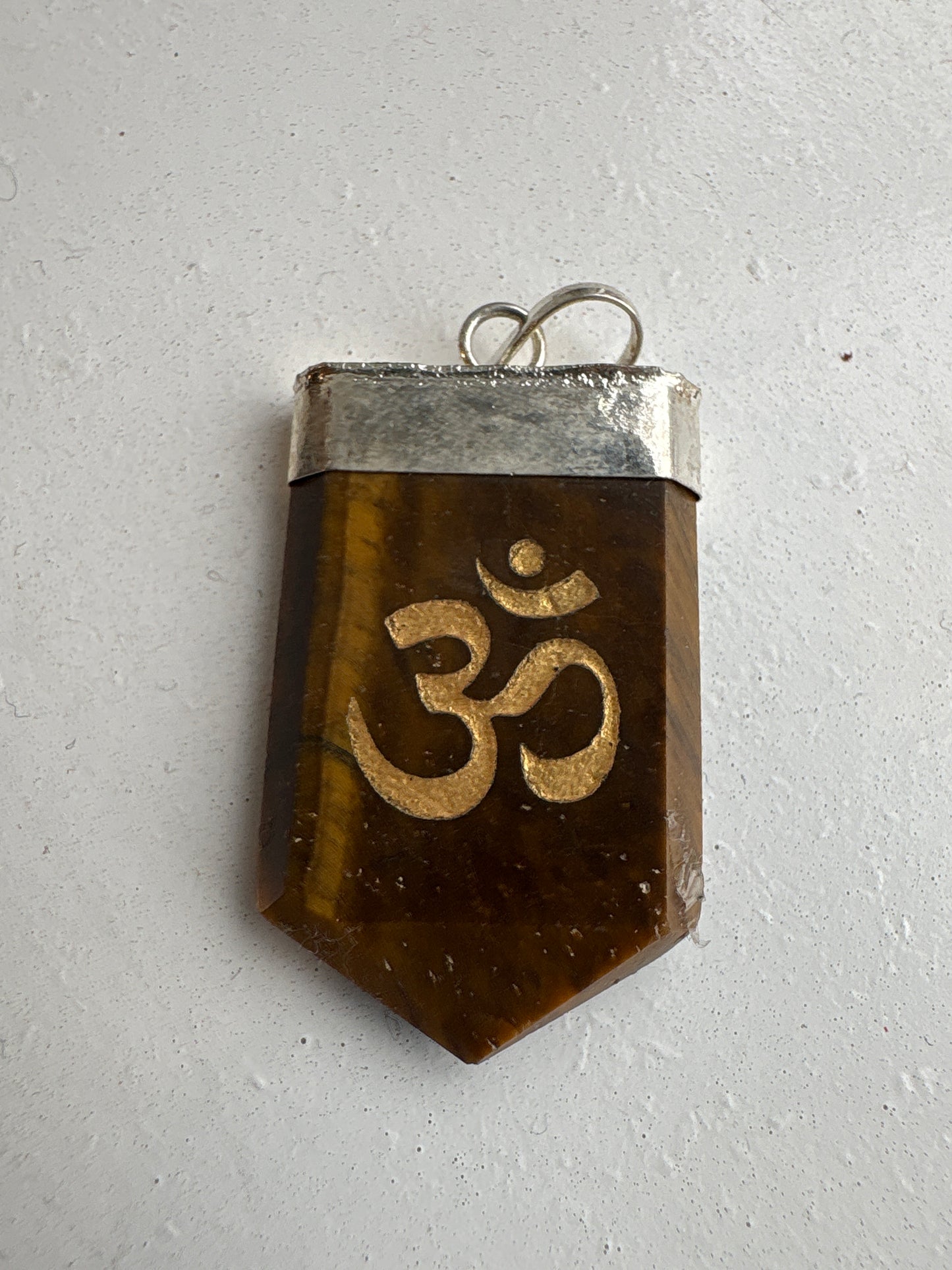 Crystal Om Symbol Engraved Pendant Necklace