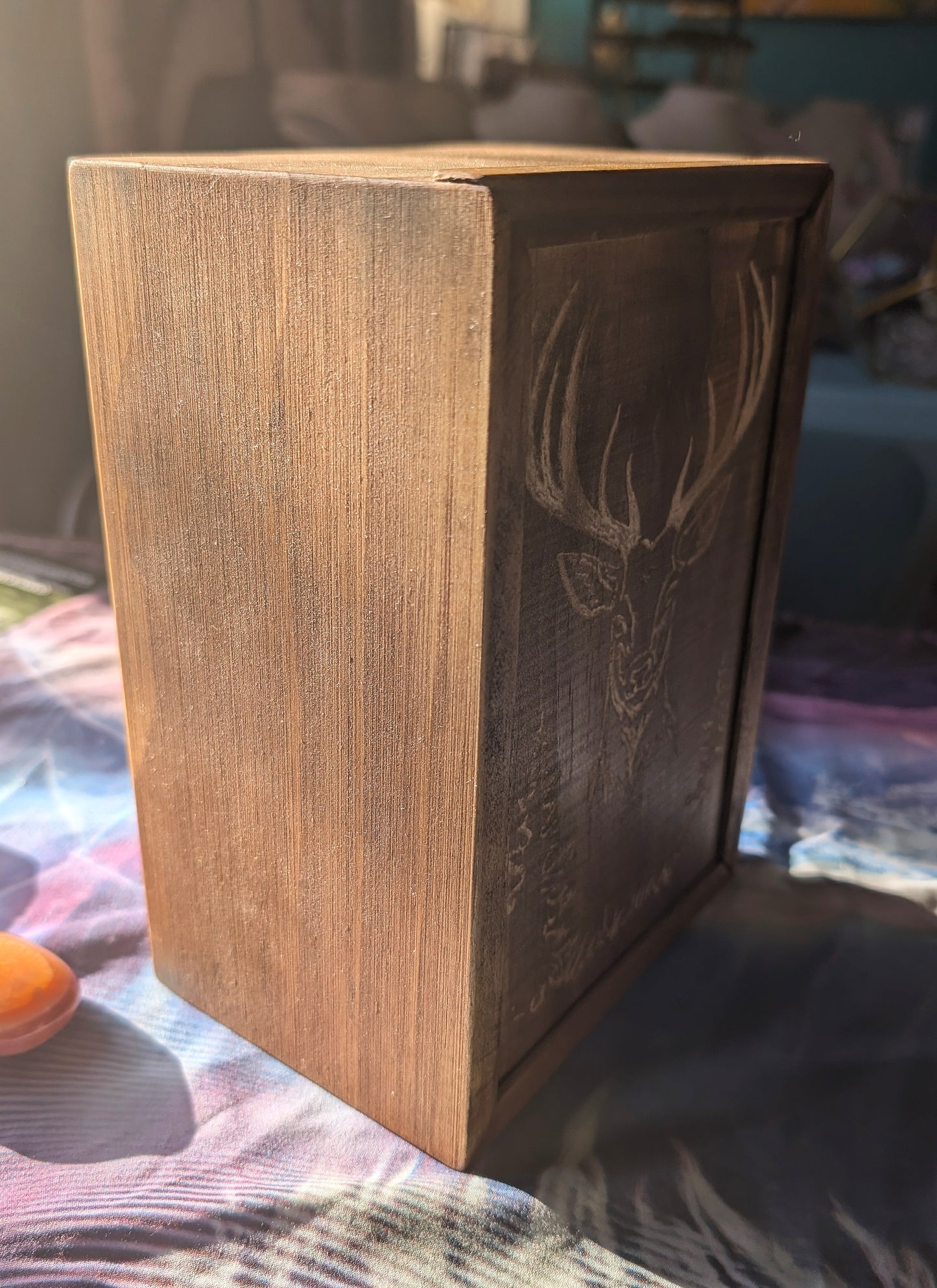 Tarot Raider Handcrafted Tarot & Oracle Card Box – Wood Finish (Large) Stag
