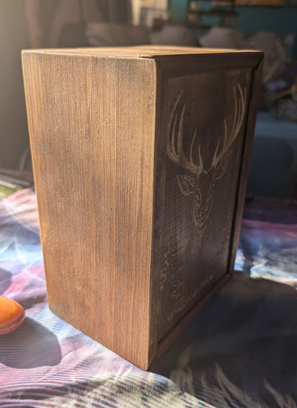 Tarot Raider Handcrafted Tarot & Oracle Card Box – Wood Finish (Large) Stag