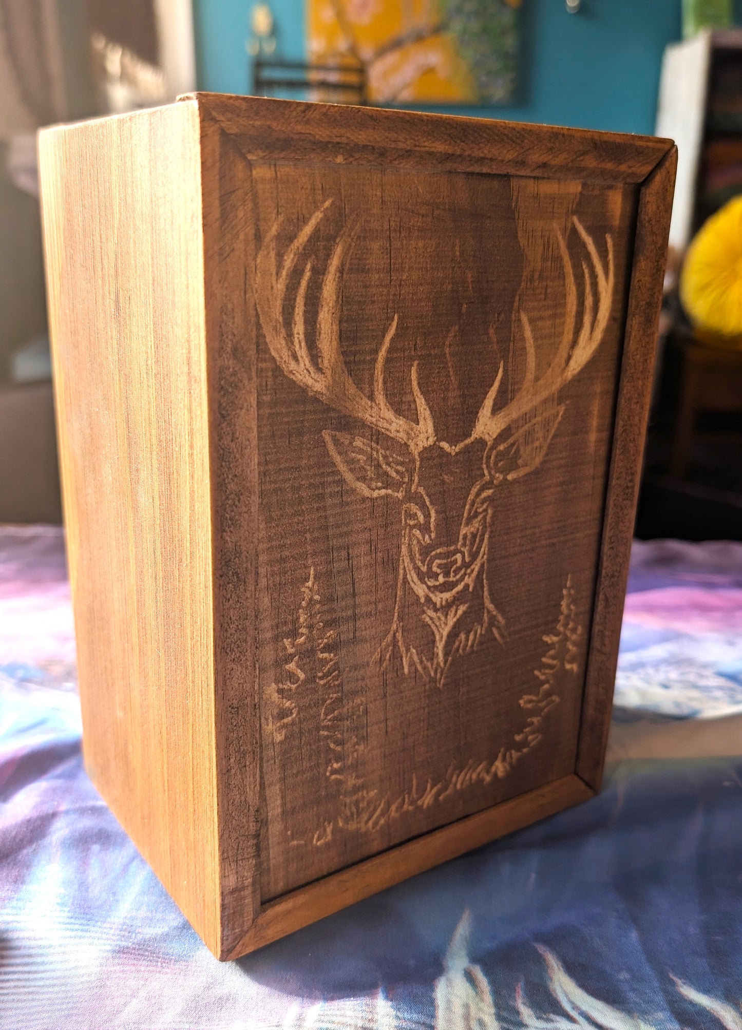 Tarot Raider Handcrafted Tarot & Oracle Card Box – Wood Finish (Large) Stag