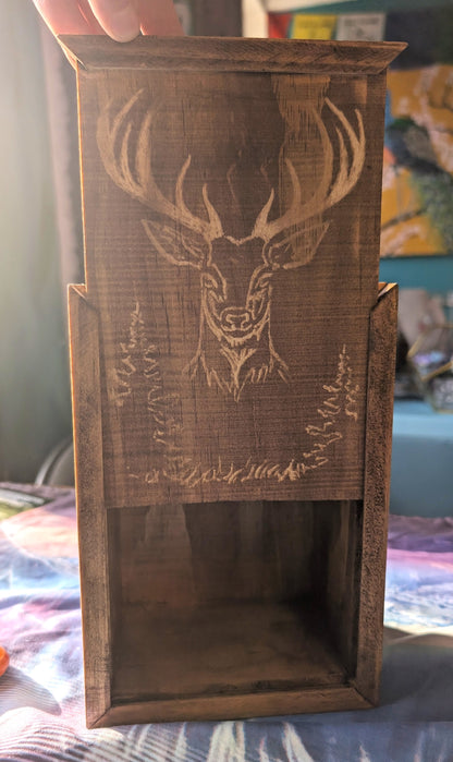 Tarot Raider Handcrafted Tarot & Oracle Card Box – Wood Finish (Large) Stag
