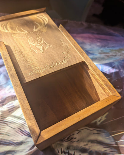 Tarot Raider Handcrafted Tarot & Oracle Card Box – Wood Finish (Large) Stag