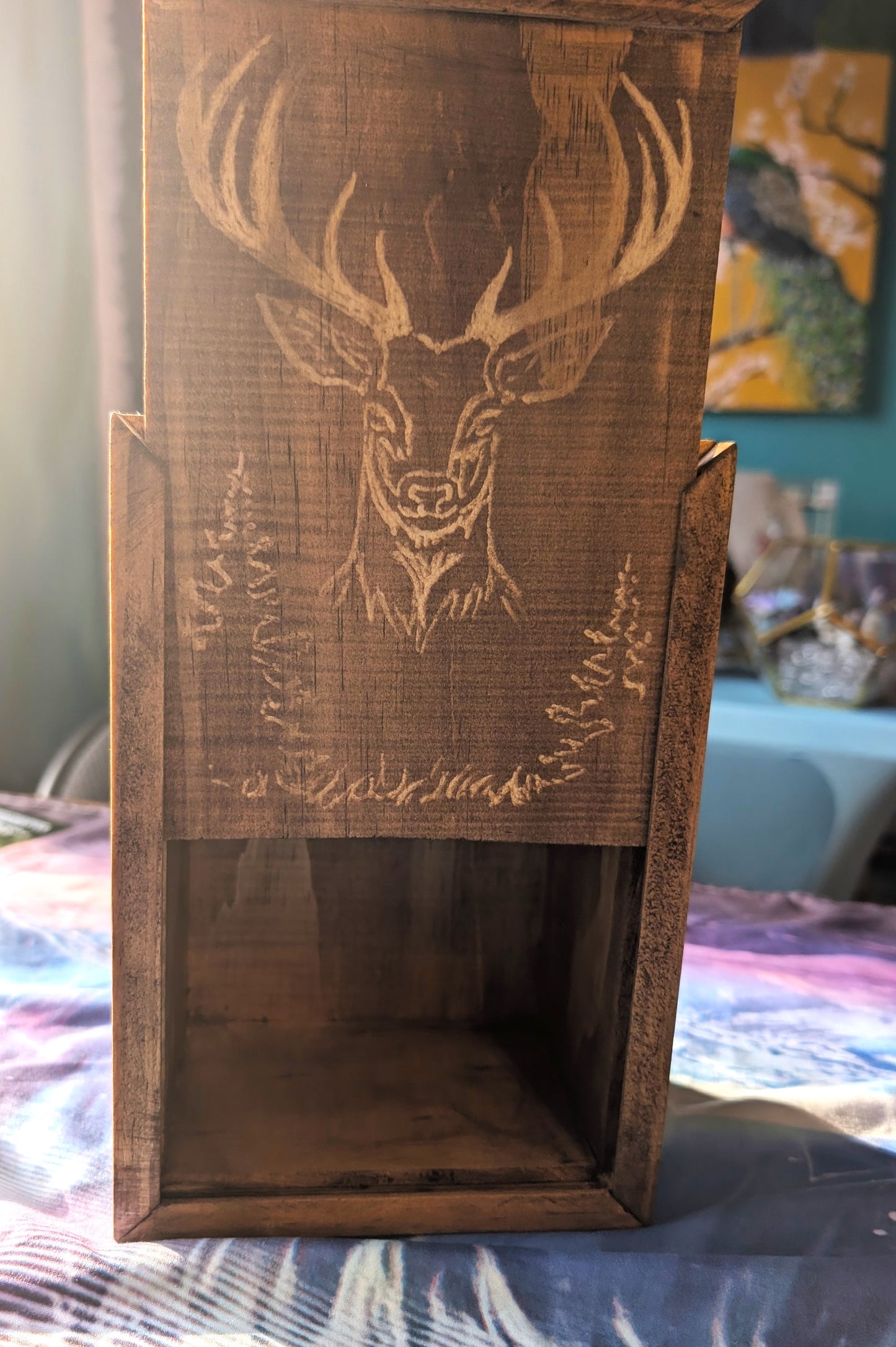Tarot Raider Handcrafted Tarot & Oracle Card Box – Wood Finish (Large) Stag