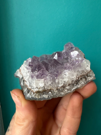 Amethyst chunk 2-3 inch cluster with violet crystals and druzy sparkle for calm and focus