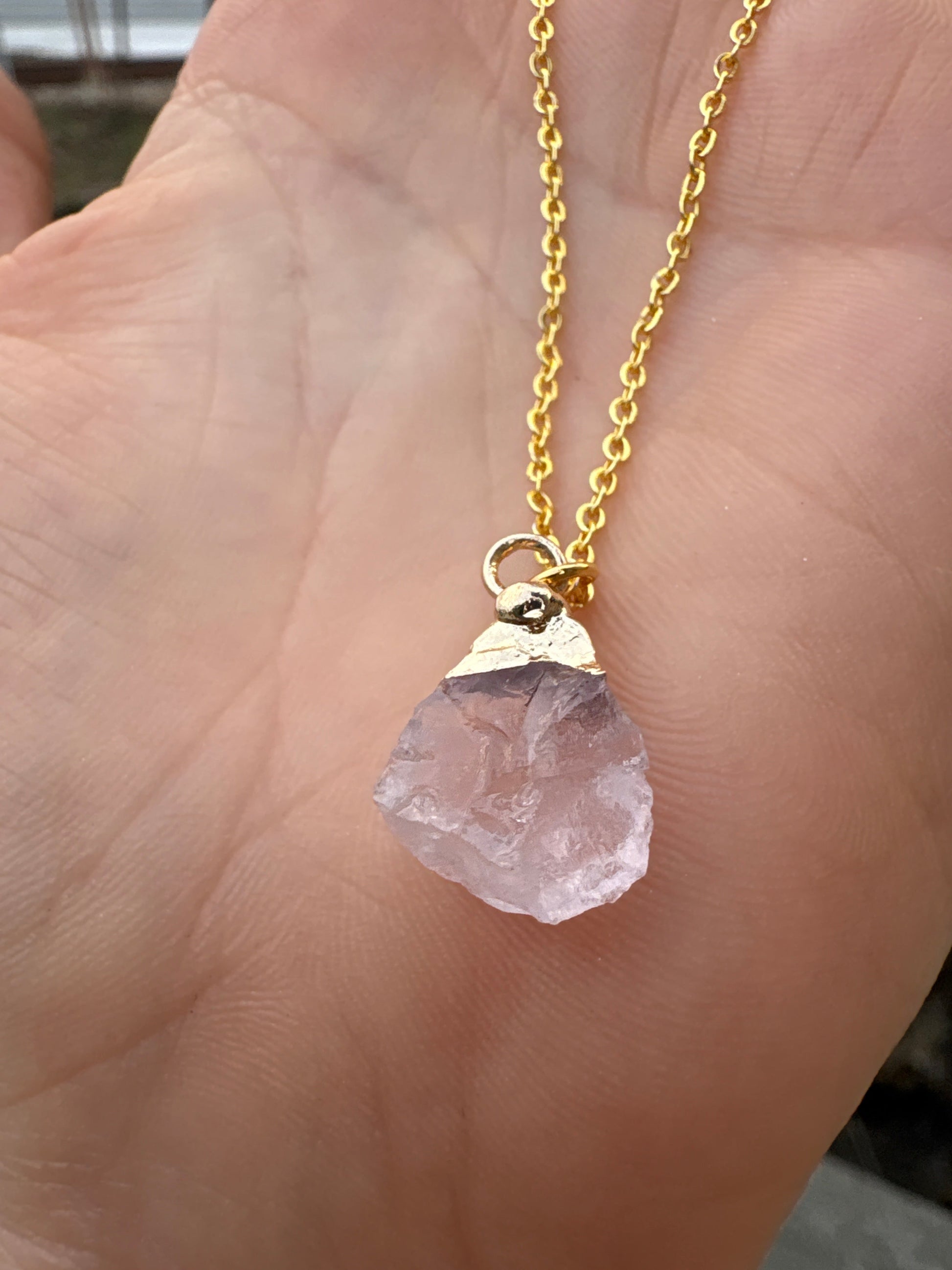 Raw Gold Plated Crystal Necklace
