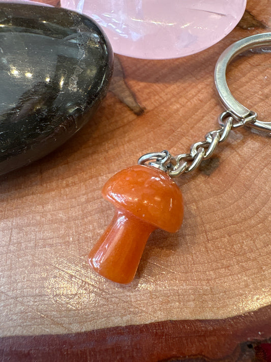 Carnelian mushroom keychain