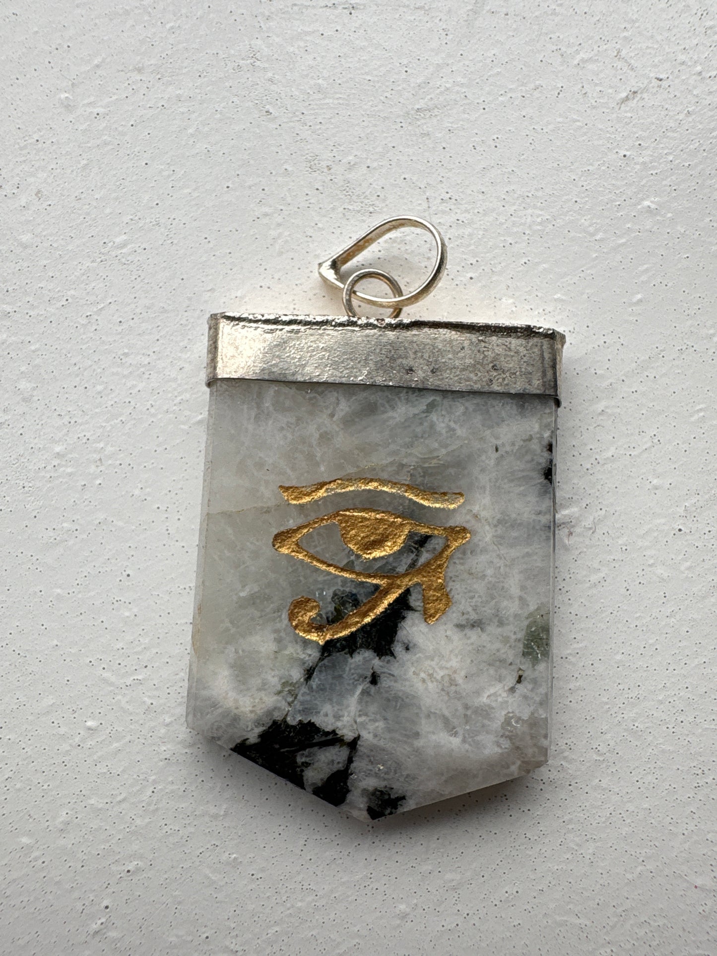 Crystal Eye of Horus Symbol Engraved Pendant Necklace