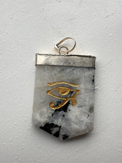 Crystal Eye of Horus Symbol Engraved Pendant Necklace