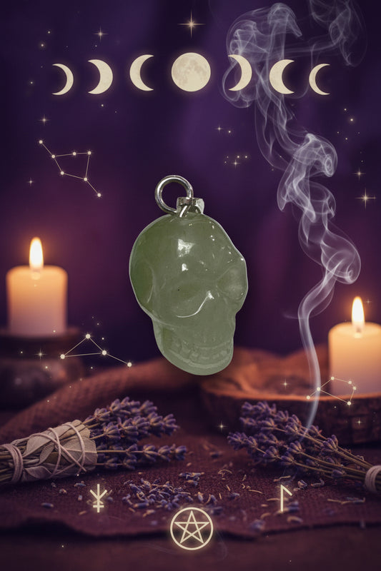 Skull Carving Crystal Pendant assorted crystals