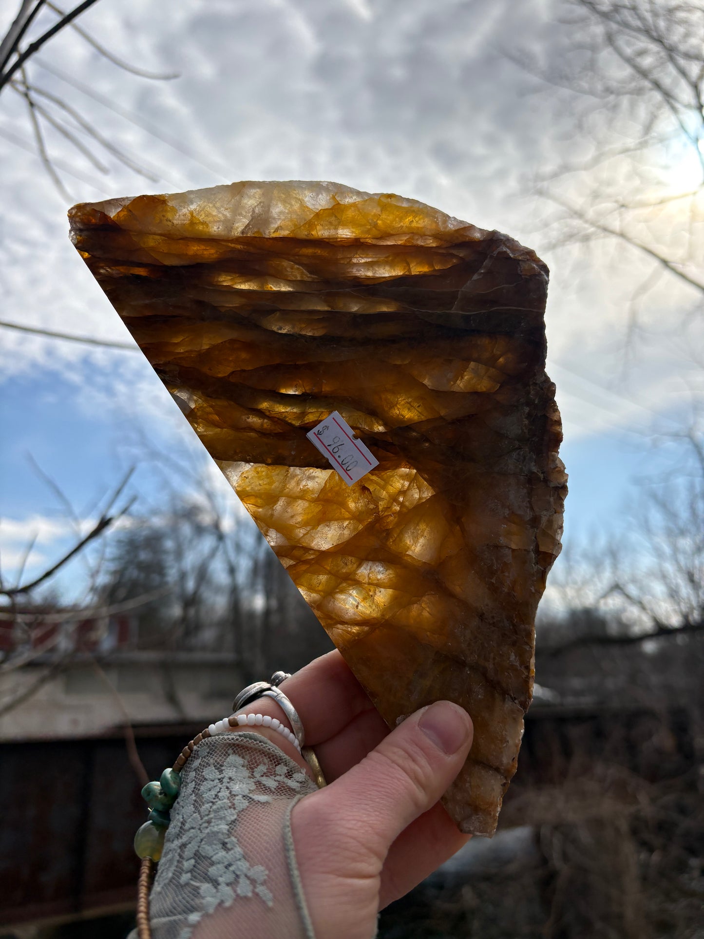 Golden Healer Quartz Slab – AA Grade Polished Healing Crystal
