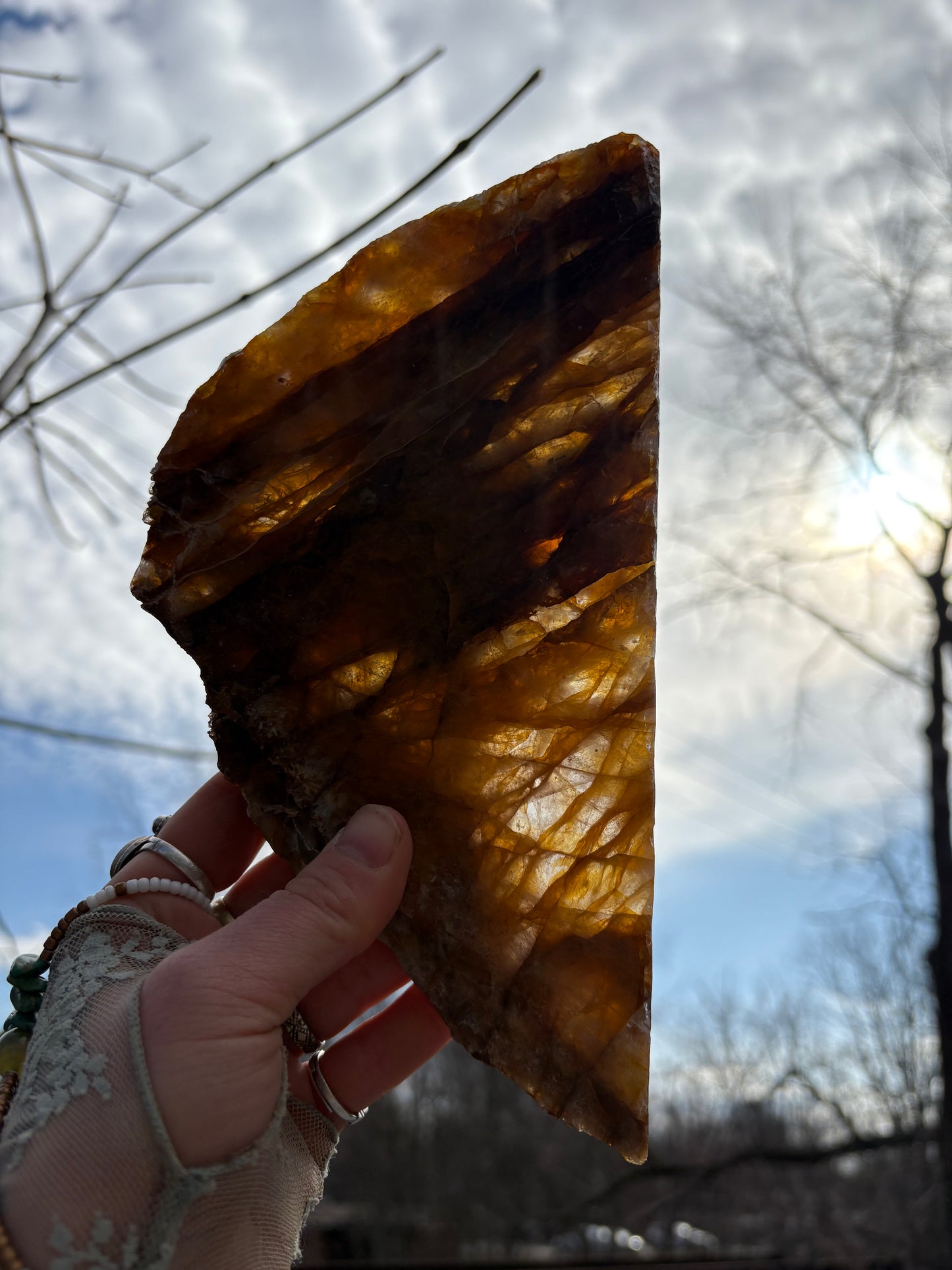 Golden Healer Quartz Slab – AA Grade Polished Healing Crystal