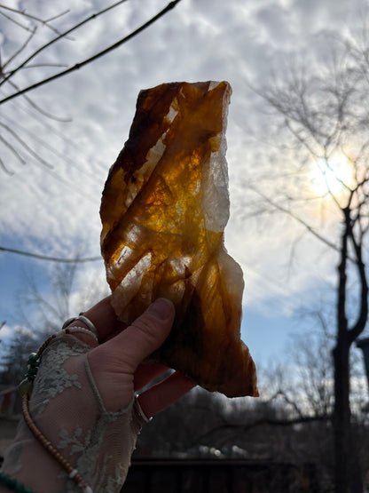 Golden Healer Quartz Slab – AA Grade Polished Healing Crystal