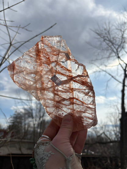 Fire Quartz Slab – Grounding & Focus Crystal | Hematoid Quartz