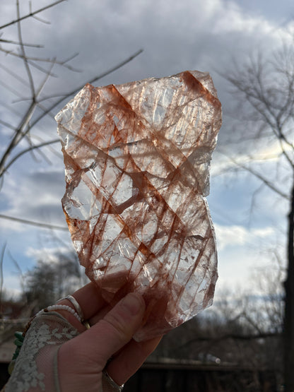 Fire Quartz Slab – Grounding & Focus Crystal | Hematoid Quartz