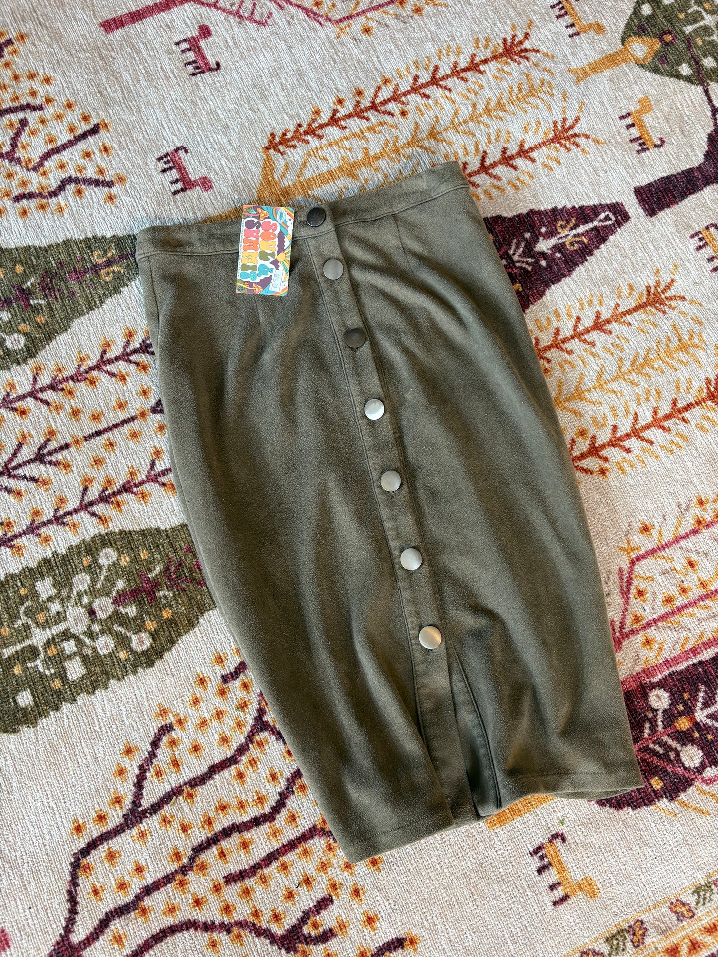 Tan/Olive Suede Skirt size Small