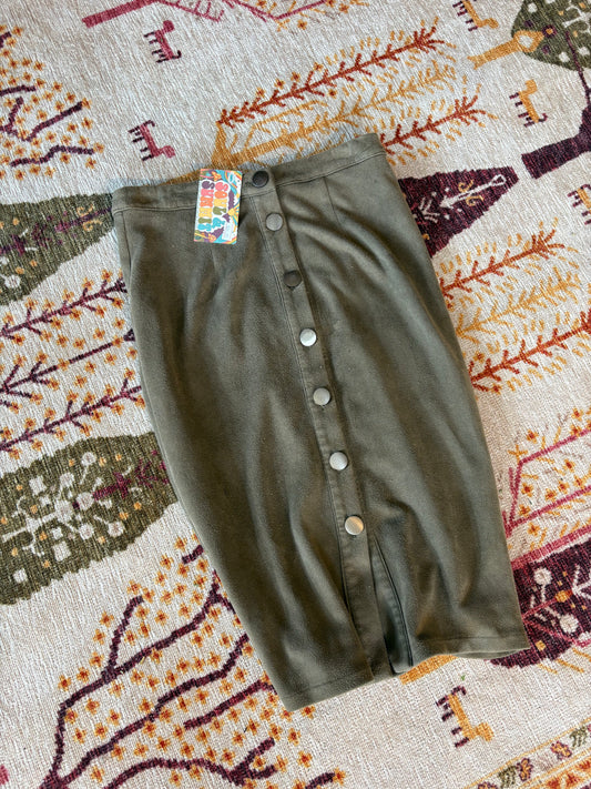 Tan/Olive Suede Skirt size Small