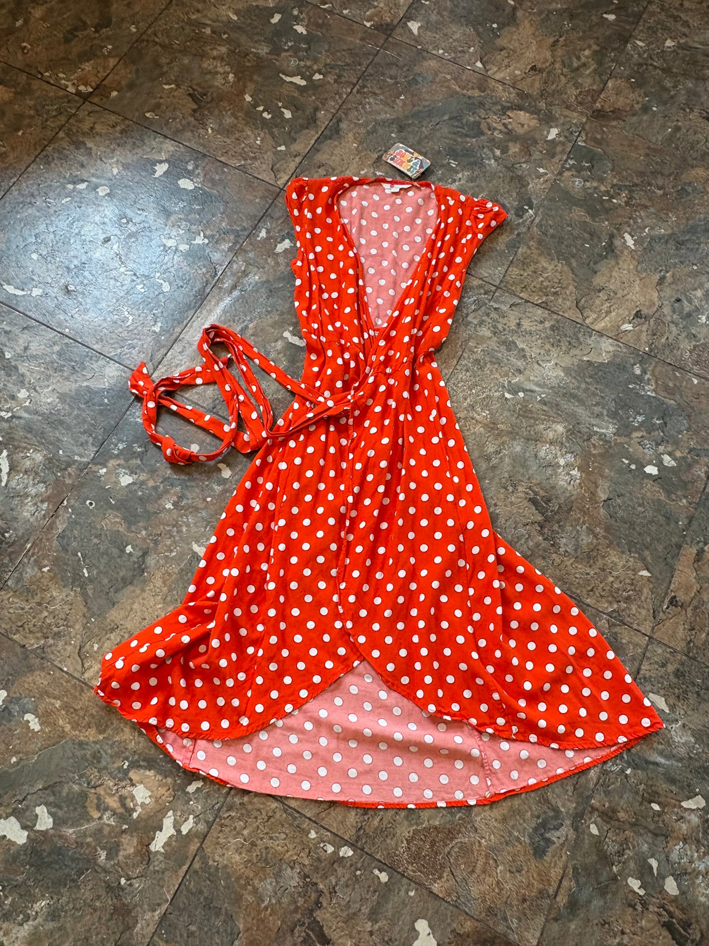 Red Polka Dot Wrap Dress
