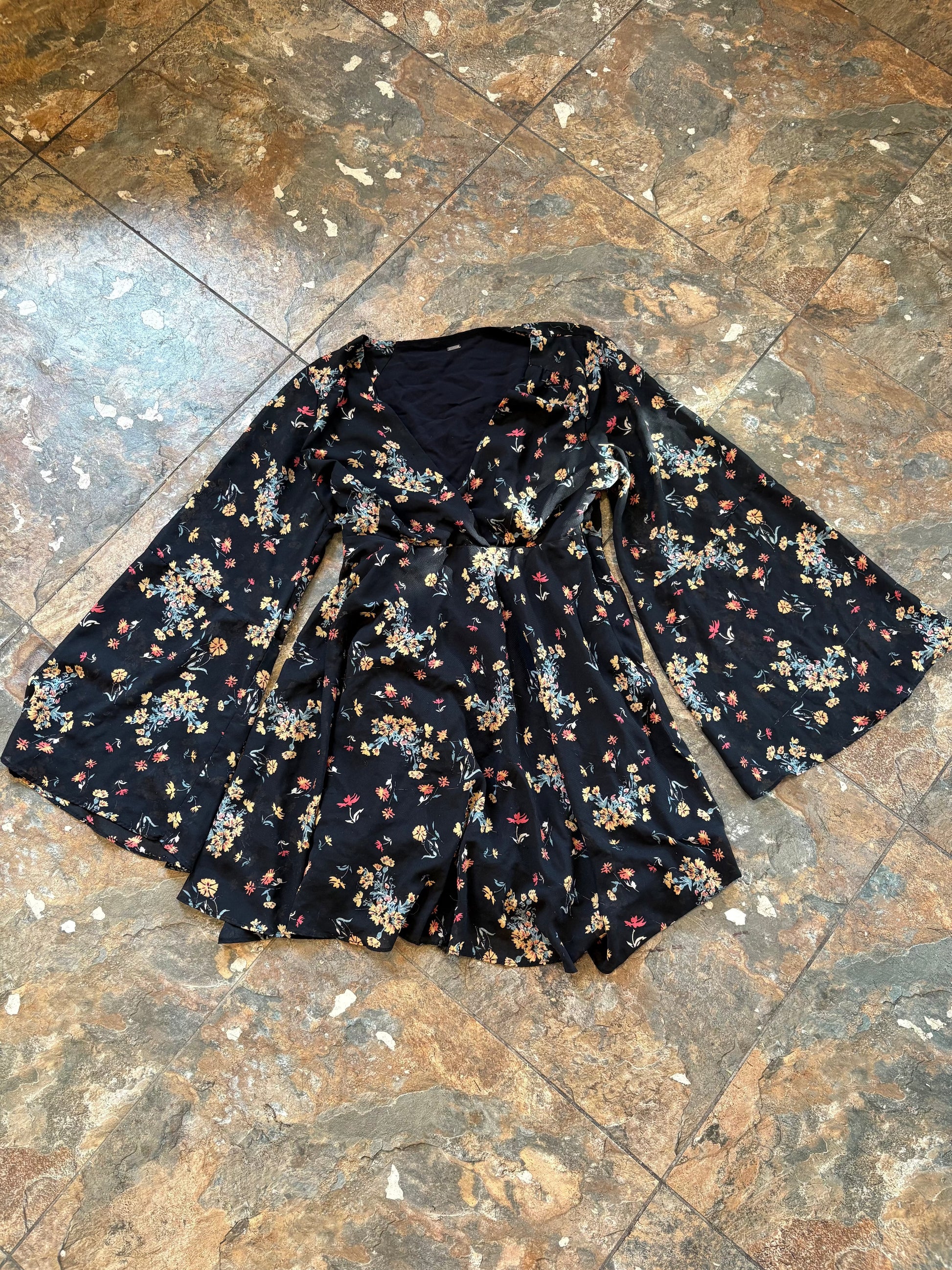Flowy Black Floral Dress