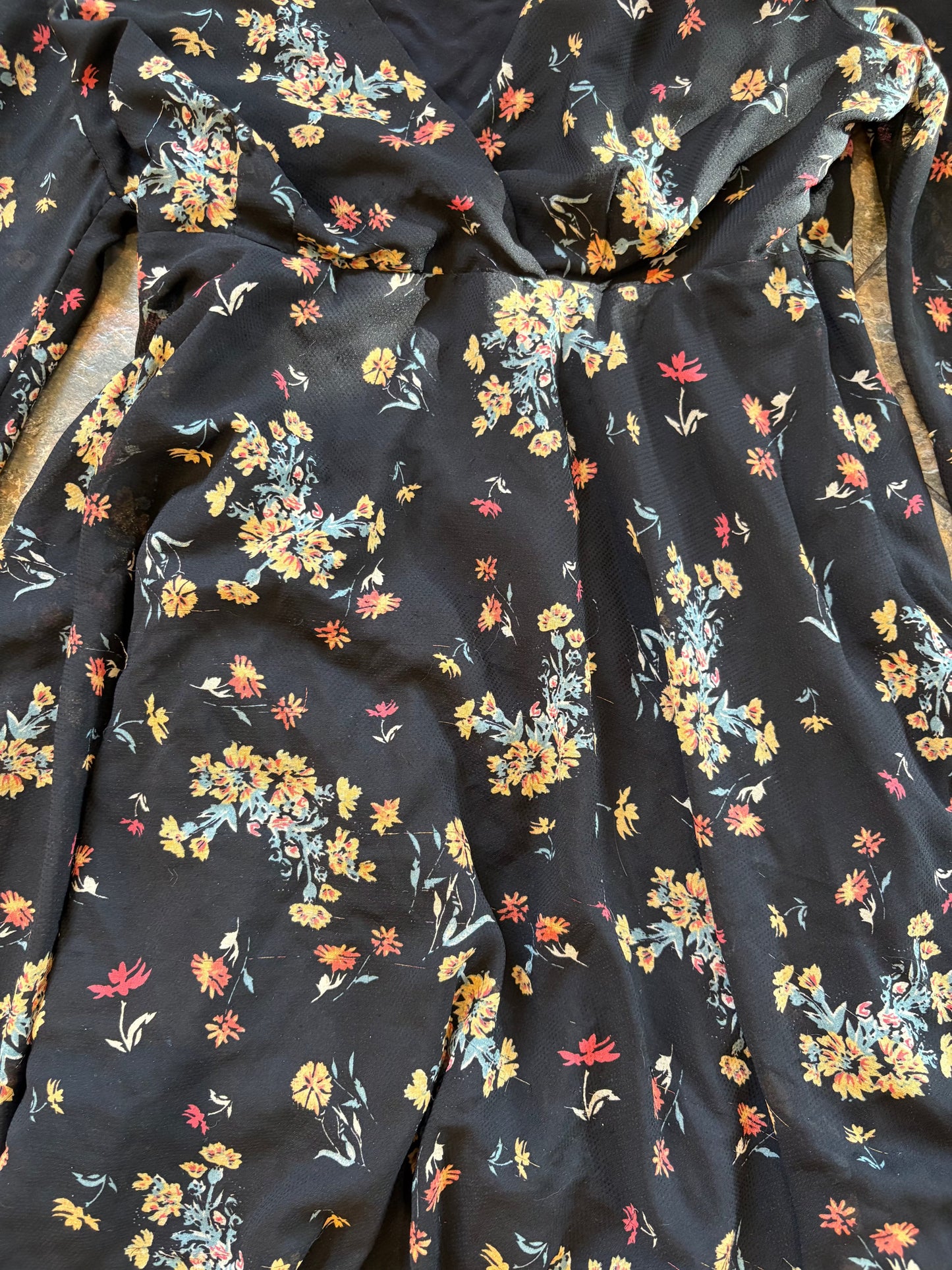 Flowy Black Floral Dress