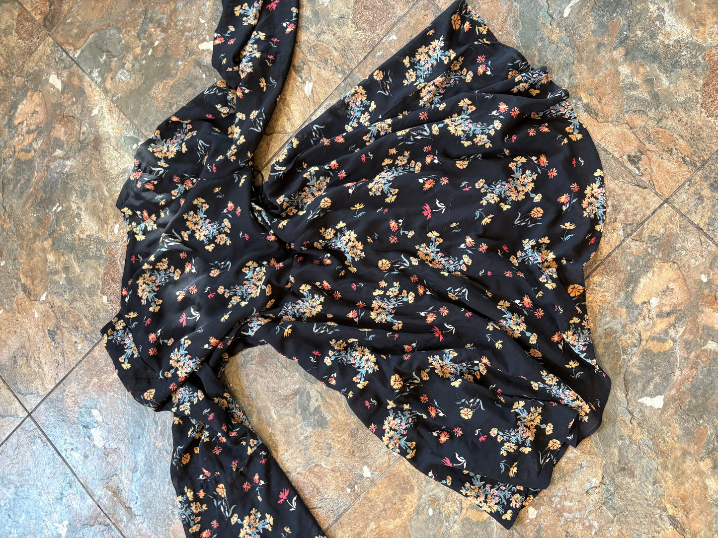 Flowy Black Floral Dress