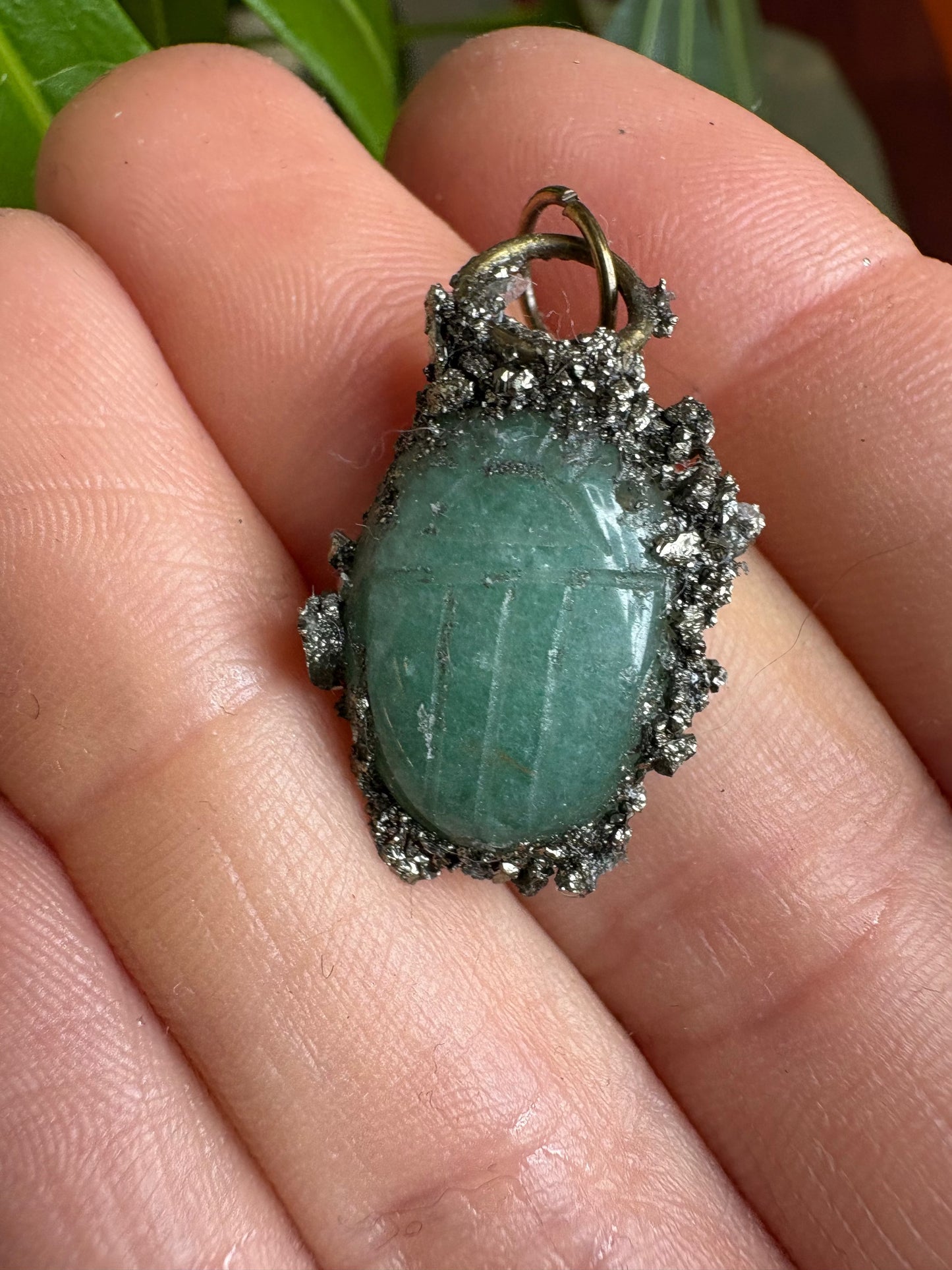 Green aventurine scarab pendant
