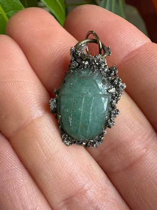 Green aventurine scarab pendant