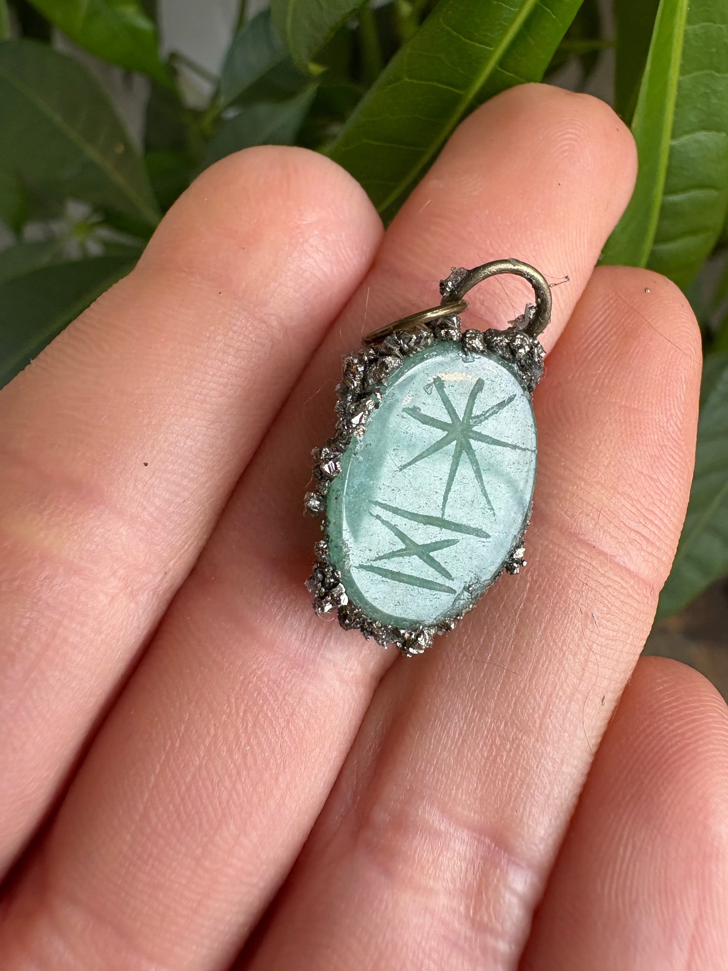 Green aventurine scarab pendant