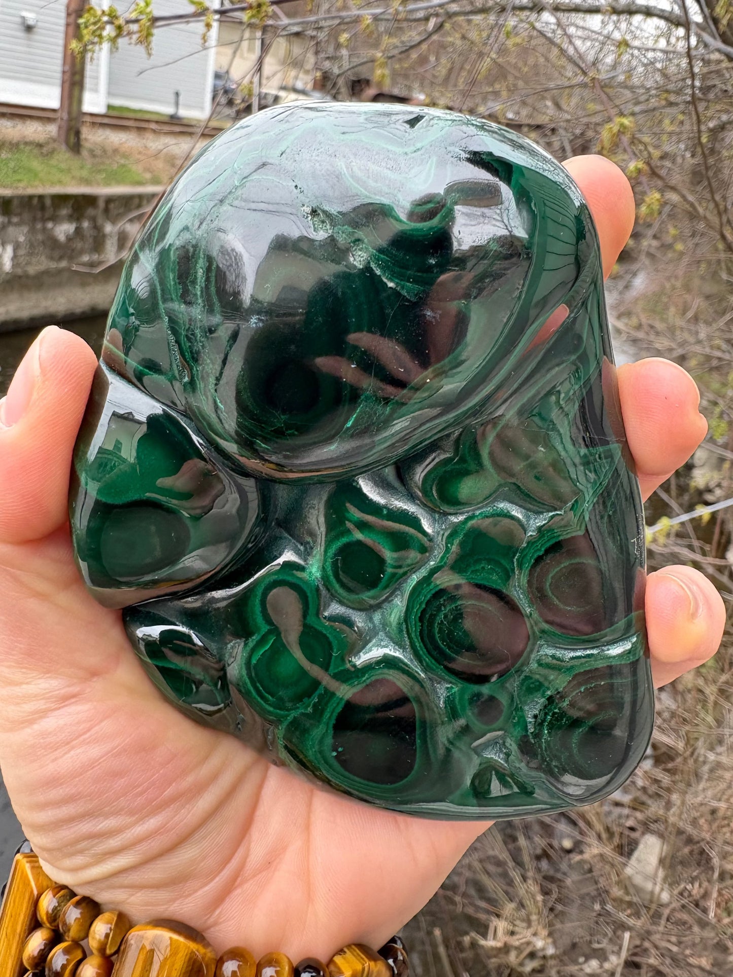 Malachite Freeform – Hand-Polished | Deep Green Crystal for Heart Chakra Healing & Transformation