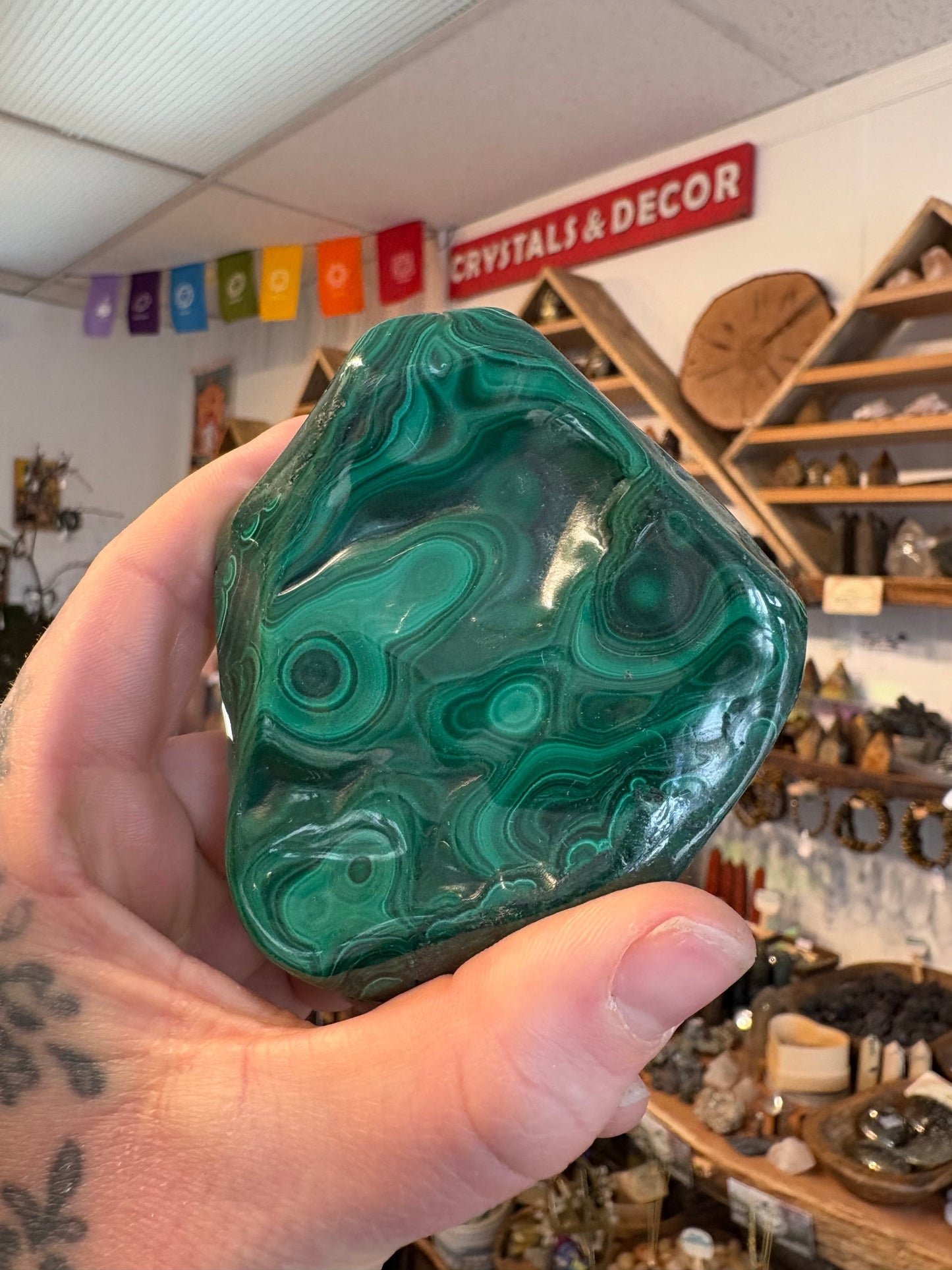 Malachite Freeform – Hand-Polished | Deep Green Crystal for Heart Chakra Healing & Transformation
