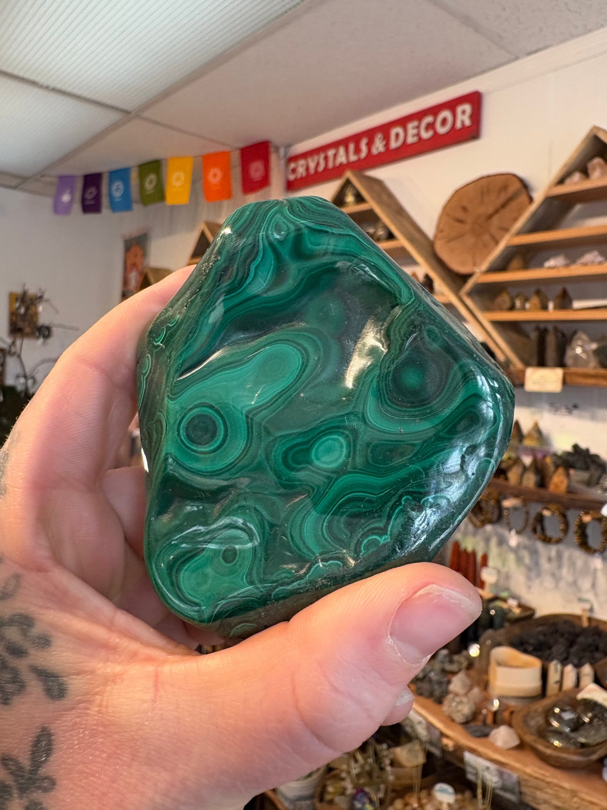 Malachite Freeform – Hand-Polished | Deep Green Crystal for Heart Chakra Healing & Transformation