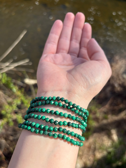 Malachite faceted 4mm Bracelet
