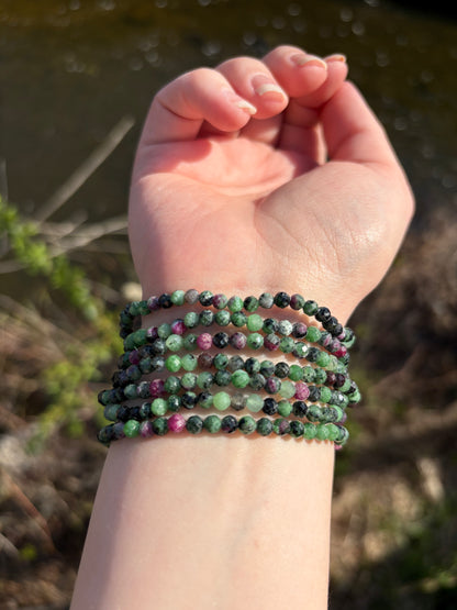 Ruby Zoisite faceted 4mm Bracelet