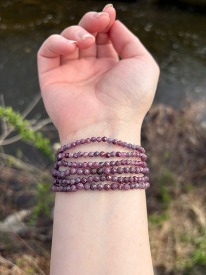 Ruby Faceted Bracelet 4mm