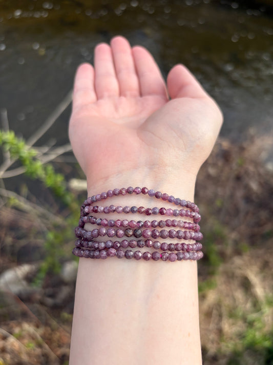 Ruby Faceted Bracelet 4mm