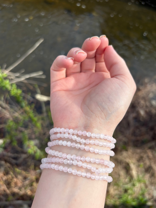 Rose Quartz faceted 4mm Bracelet