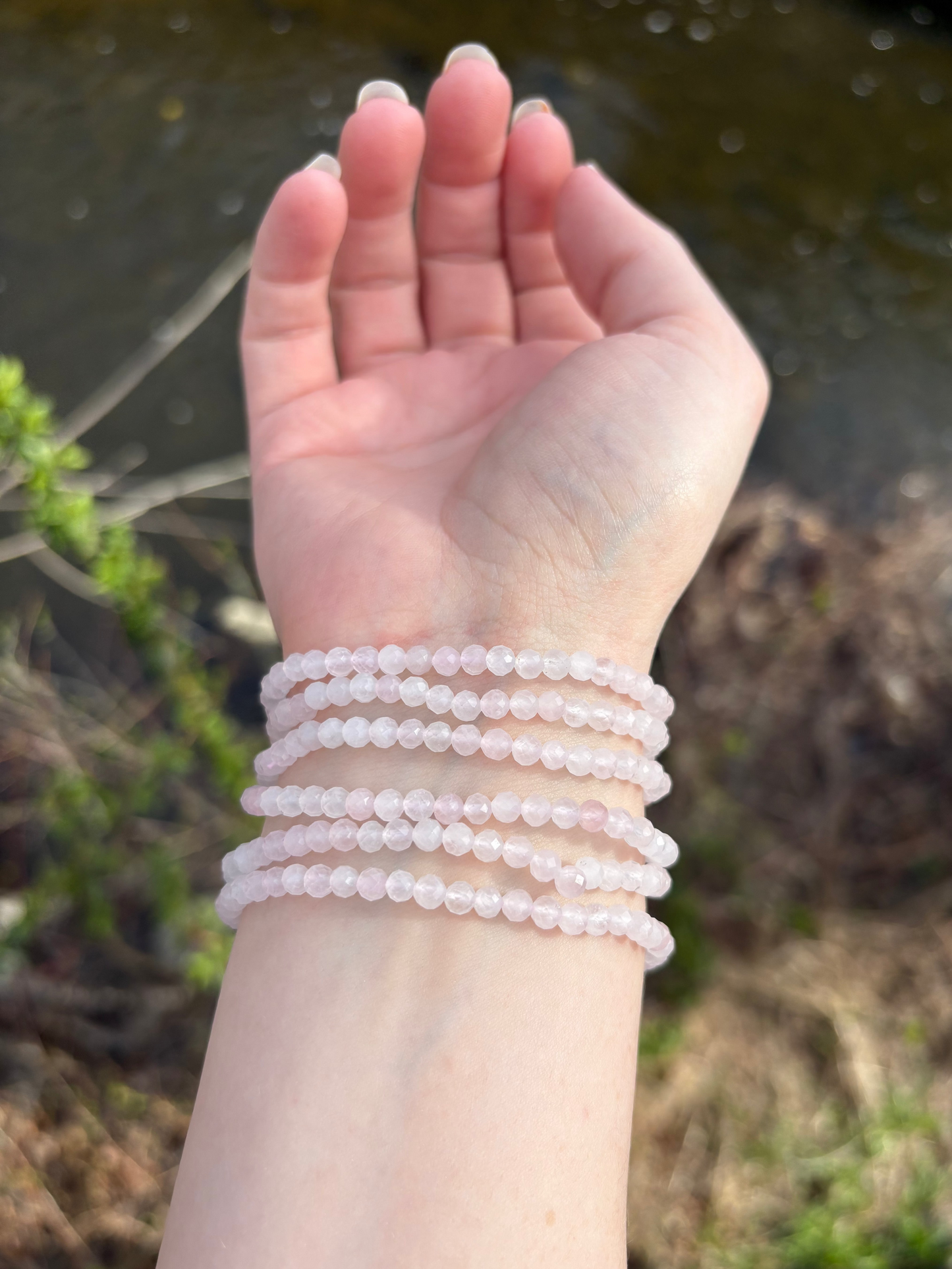 Rose Quartz faceted 4mm Bracelet