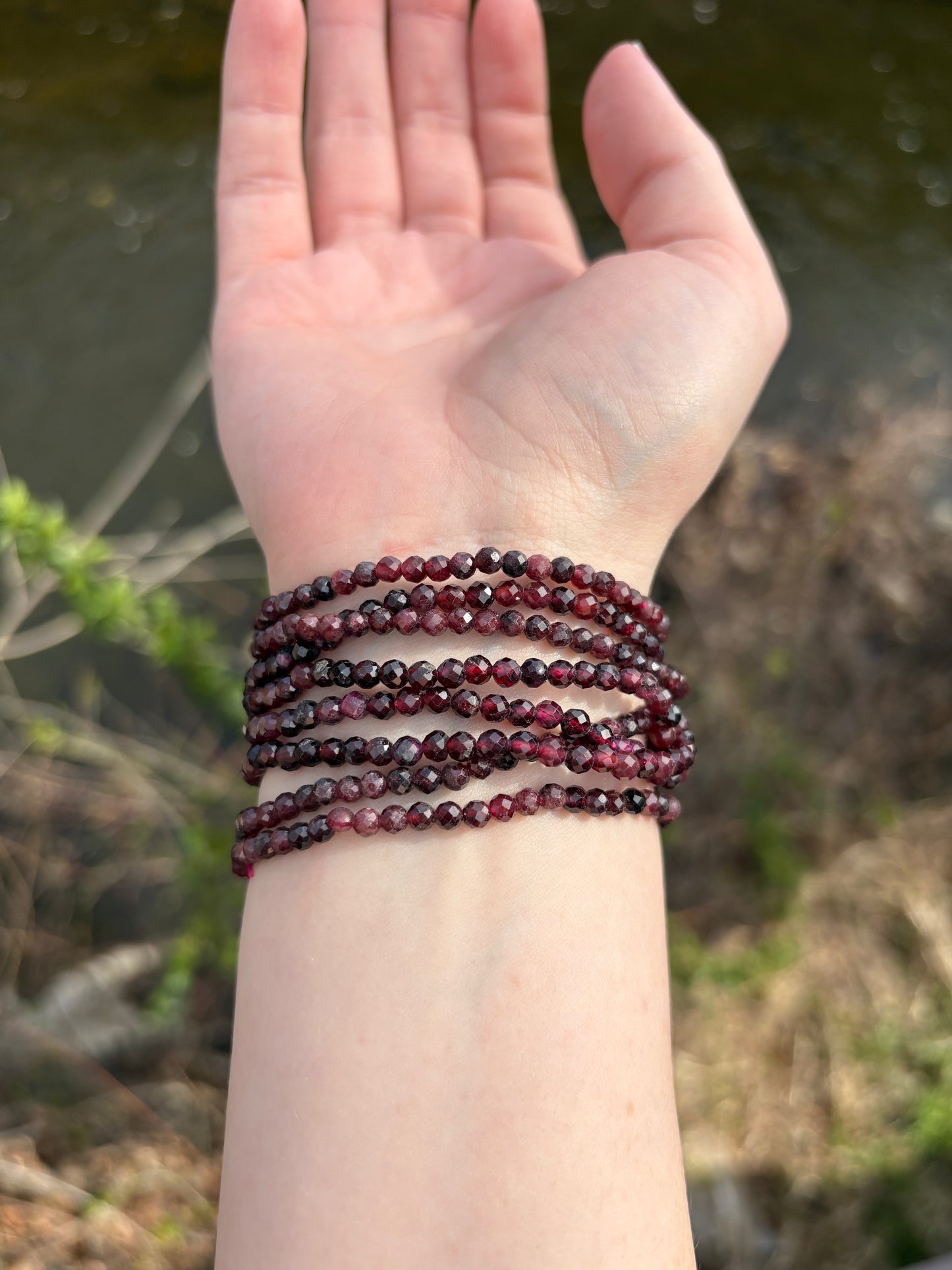Garnet Faceted Bracelet 4mm