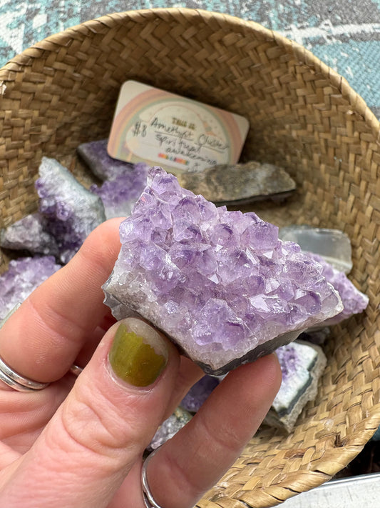 Natural Amethyst Chunk 2-3 inch cluster with violet crystal points and druzy sparkle