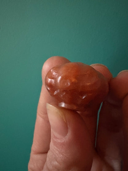 Orange Calcite Halloween Pumpkin Crystal Carving