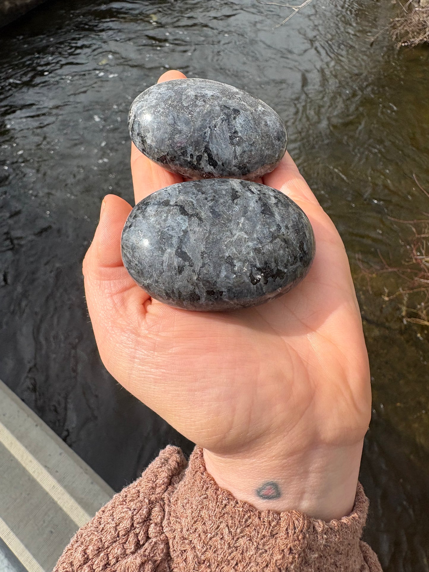 Larvikite Palm Stone